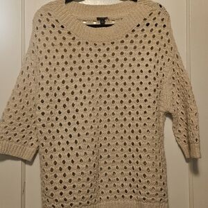 Ann Taylor Cream Open-Knit Sweater